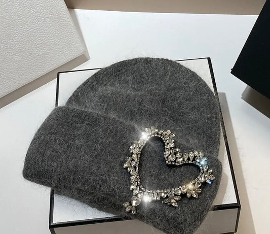 Diamond Heart Knit Hat