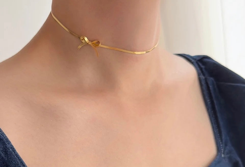 Tiny Bow Choker Necklace