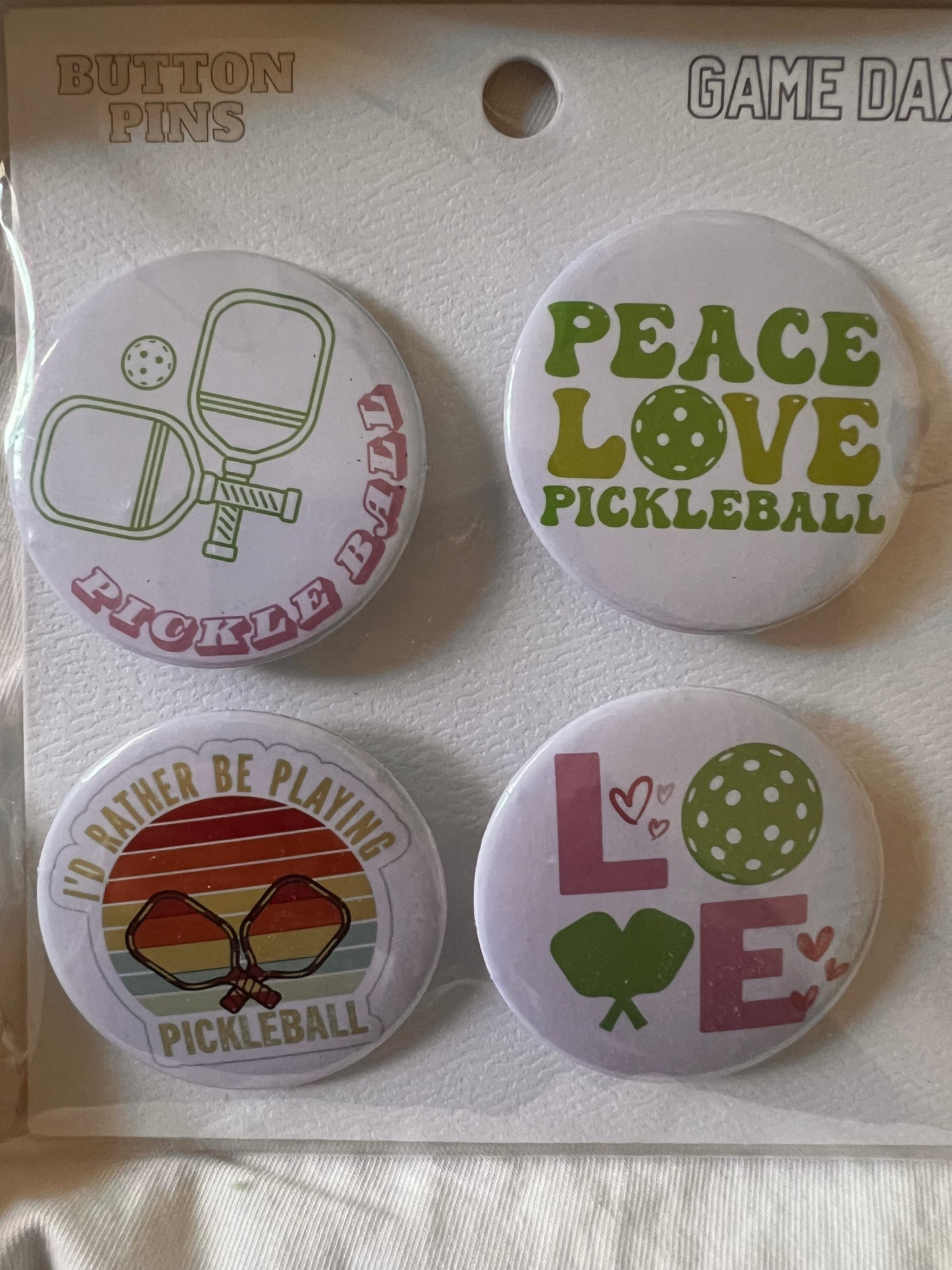Pickleball Button Pin Set – 4 Pack