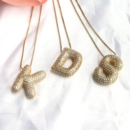 Blinged Bubble Letter Necklace
