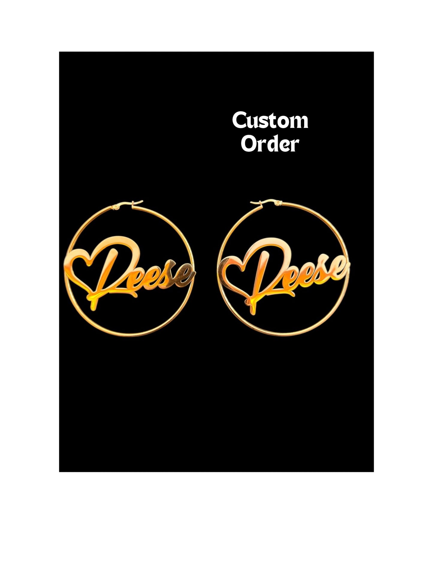 Cursive Heart Custom Hoops