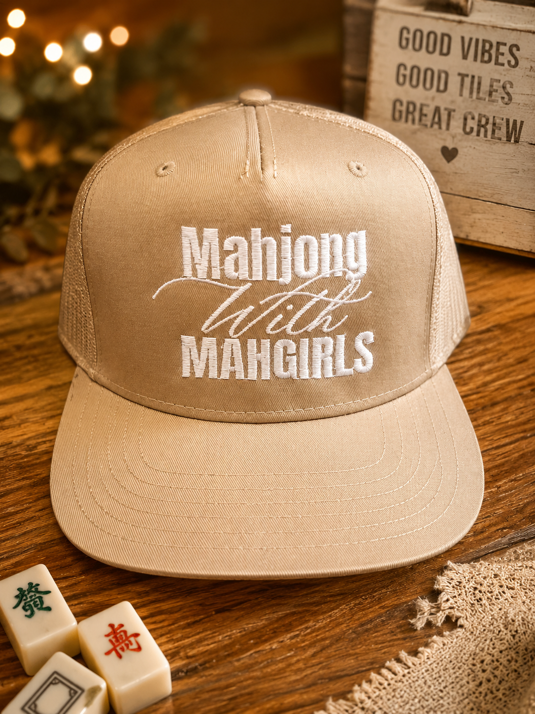 Mahjong with Mahgirls Fitted Cap