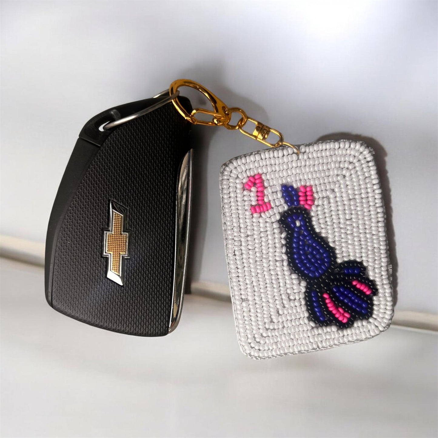 Mahjong Beaded 1 Bam Tile Key Chain