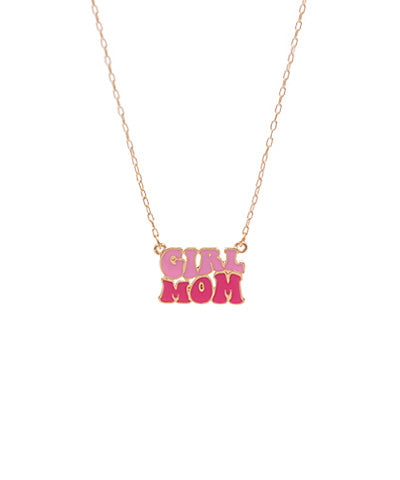 Bubble Letter Girl Mom Necklace