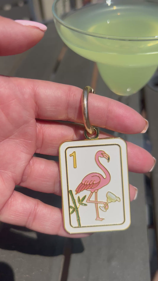 Mahjong Bag Charm | Flamingo 1 Bam Tile