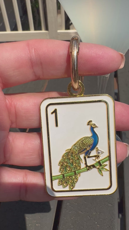 Mahjong Bag Charm | Peacock 1 Bam Tile Key Chain