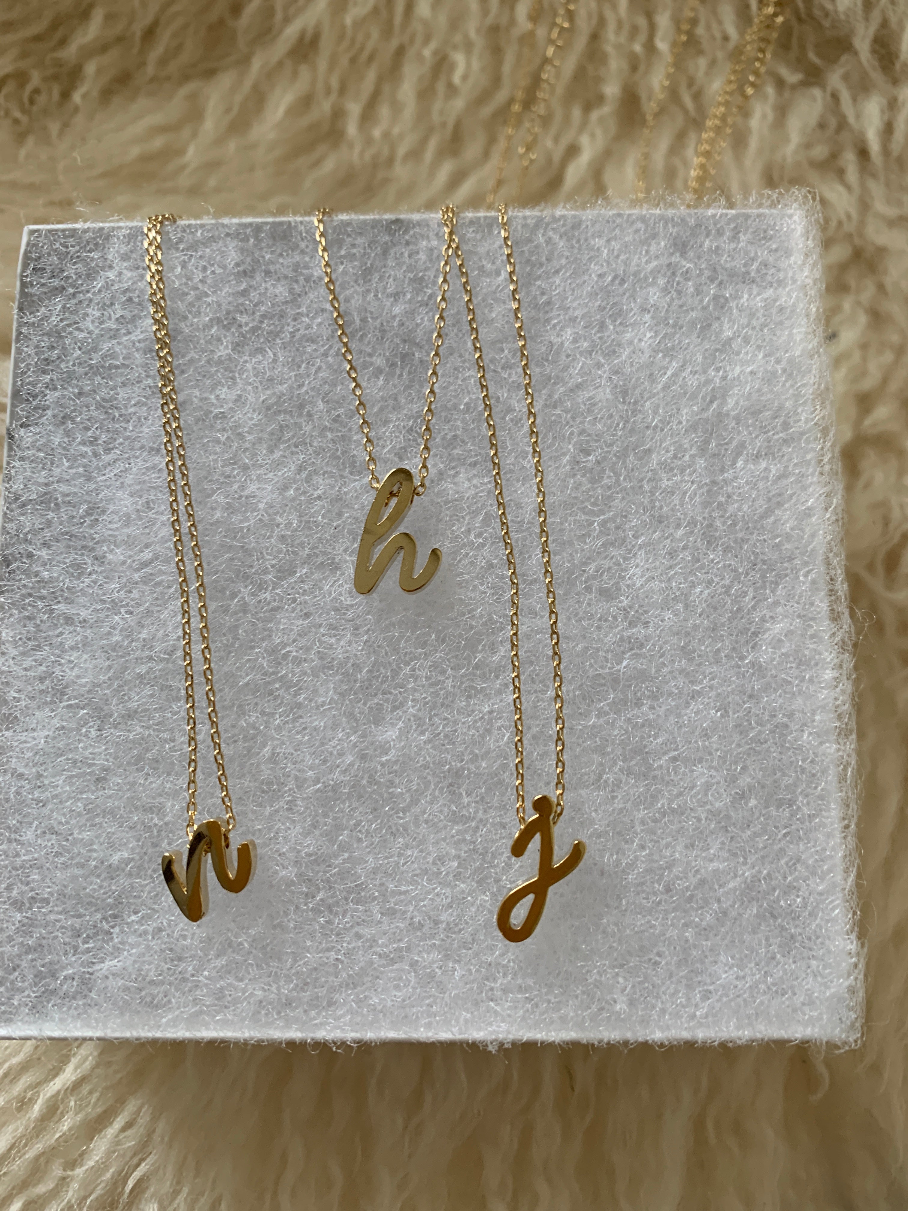 14k Gold Initial Necklace - 2 Circles - Lowercase | Tiny Tags