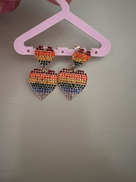 Rainbow Twin Heart Earrings