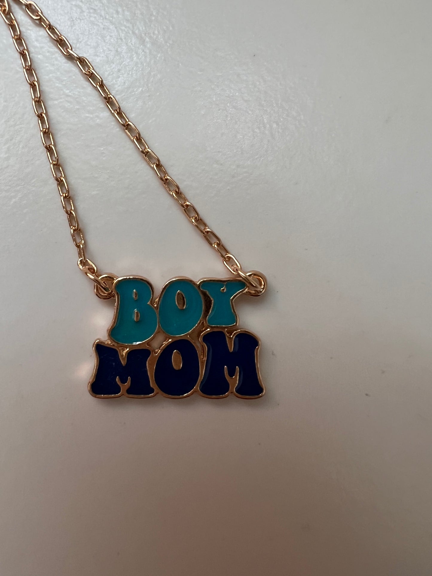 Bubble Letter Boy Mom Necklace