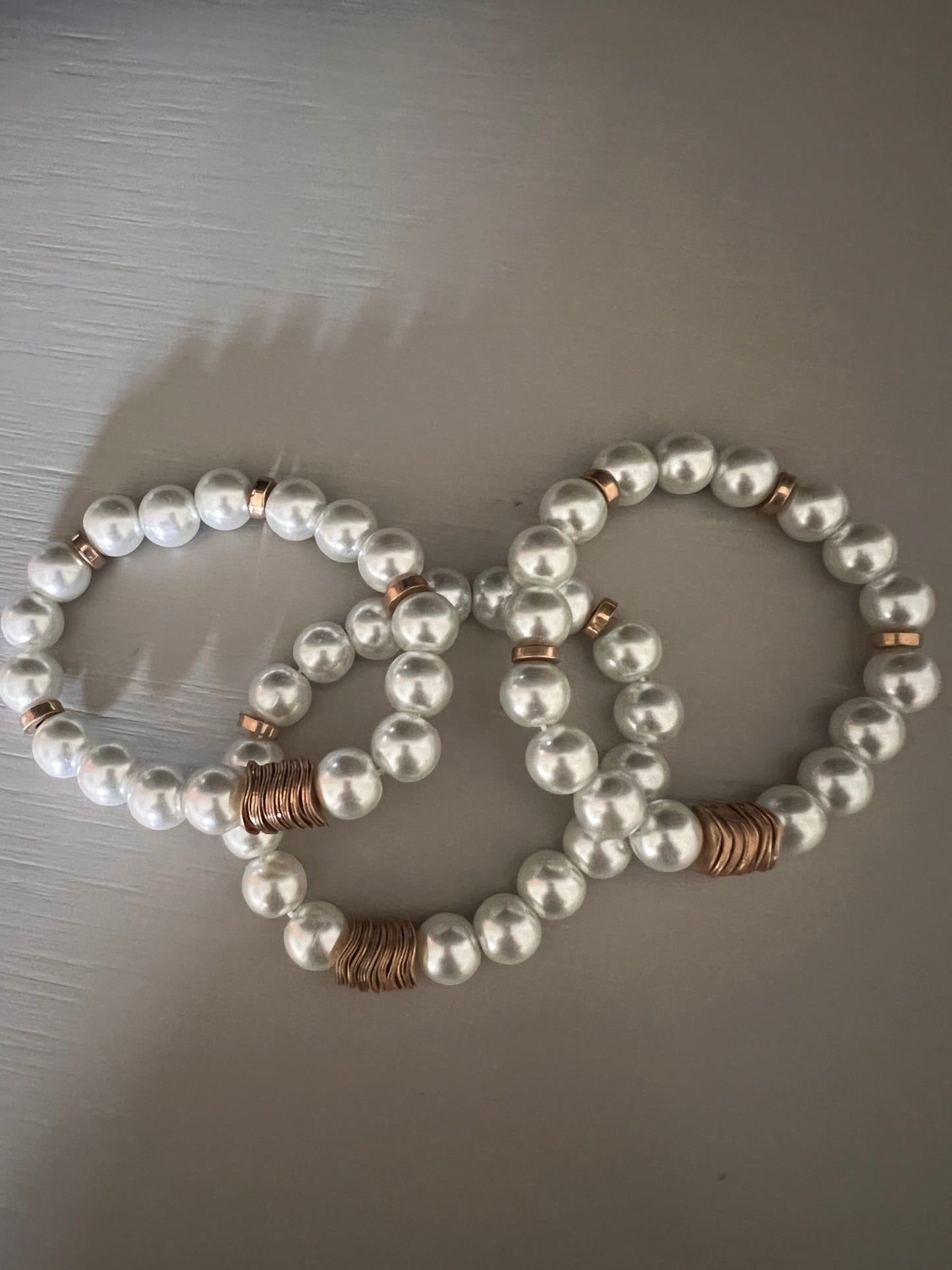 Pearl & Disk Bracelet Set