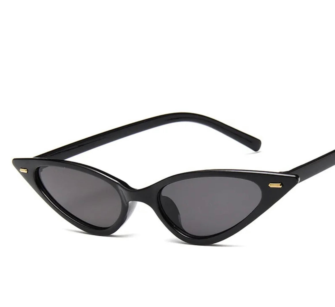 Skinny Cat Eye Sunglasses in Black